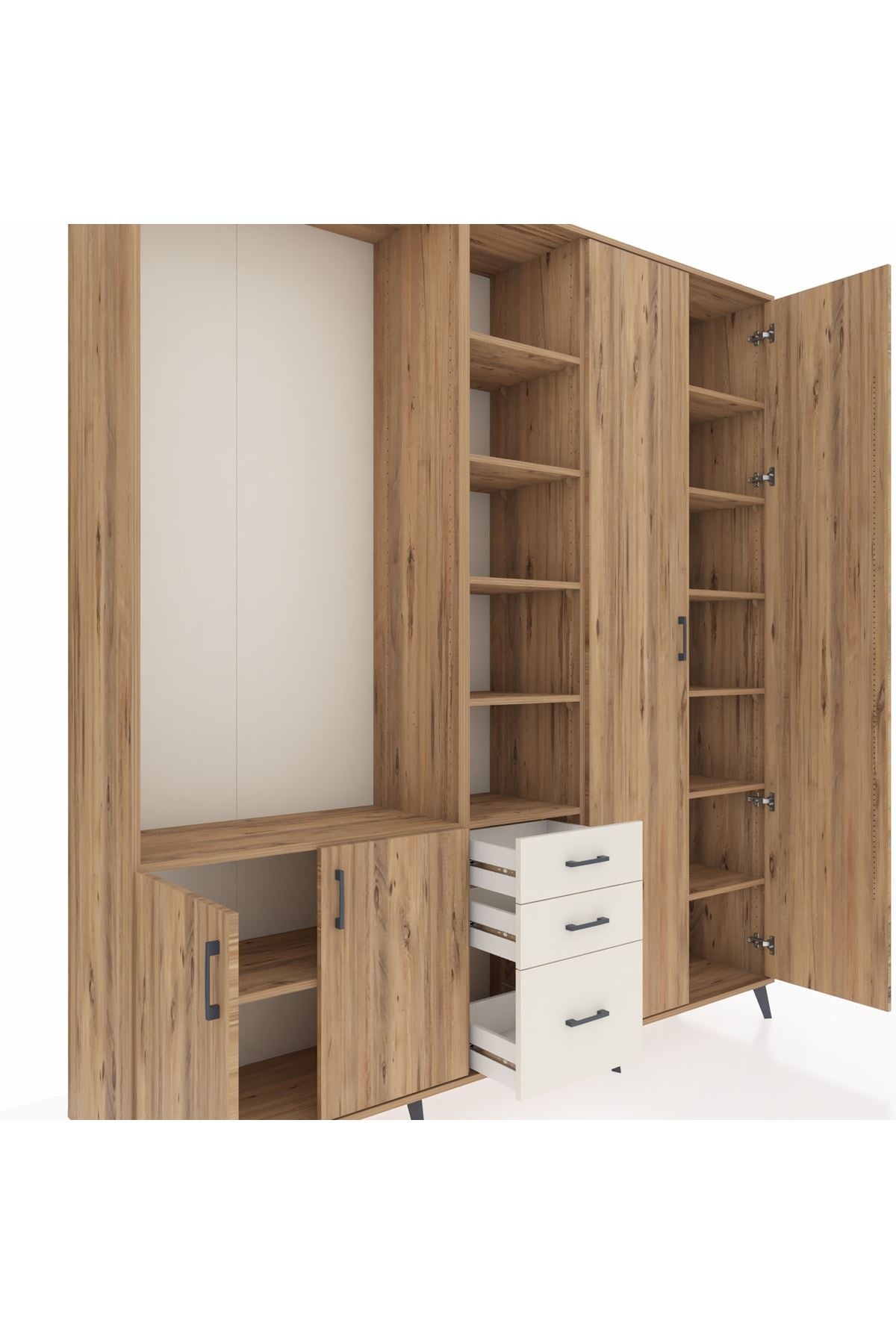 Hyperion Dolap 13 Raflı 3 Çekmeceli 4 Kapaklı 220x44x243 - S553M040V19B