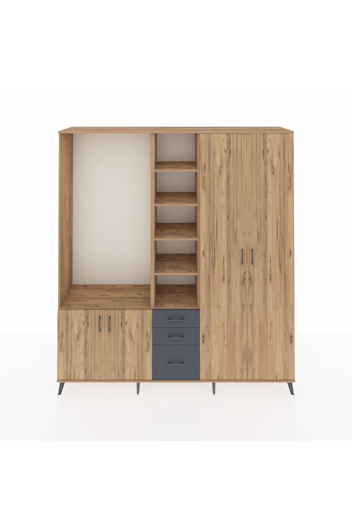 Hyperion Dolap 13 Raflı 3 Çekmeceli 4 Kapaklı 220x44x243 - S553M040V20B