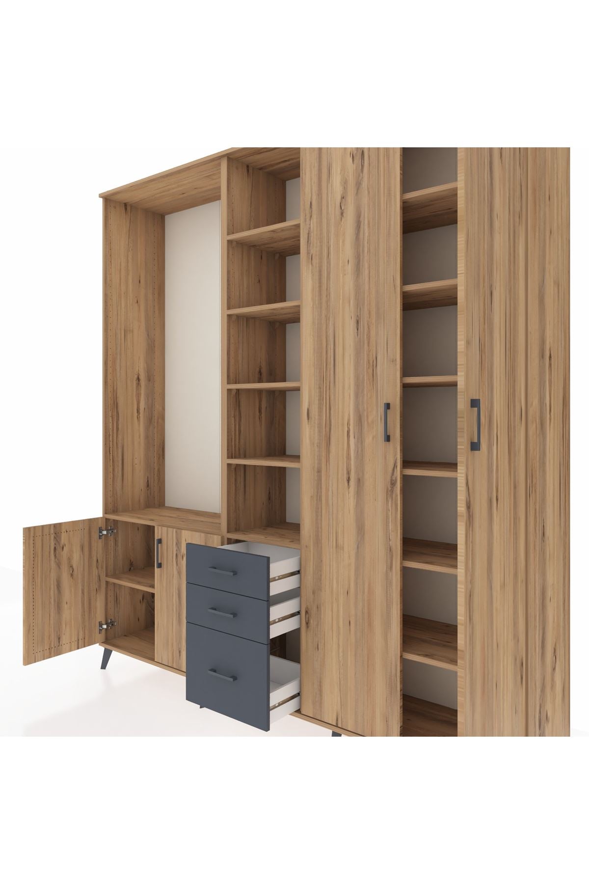 Hyperion Dolap 13 Raflı 3 Çekmeceli 4 Kapaklı 220x44x243 - S553M040V20B