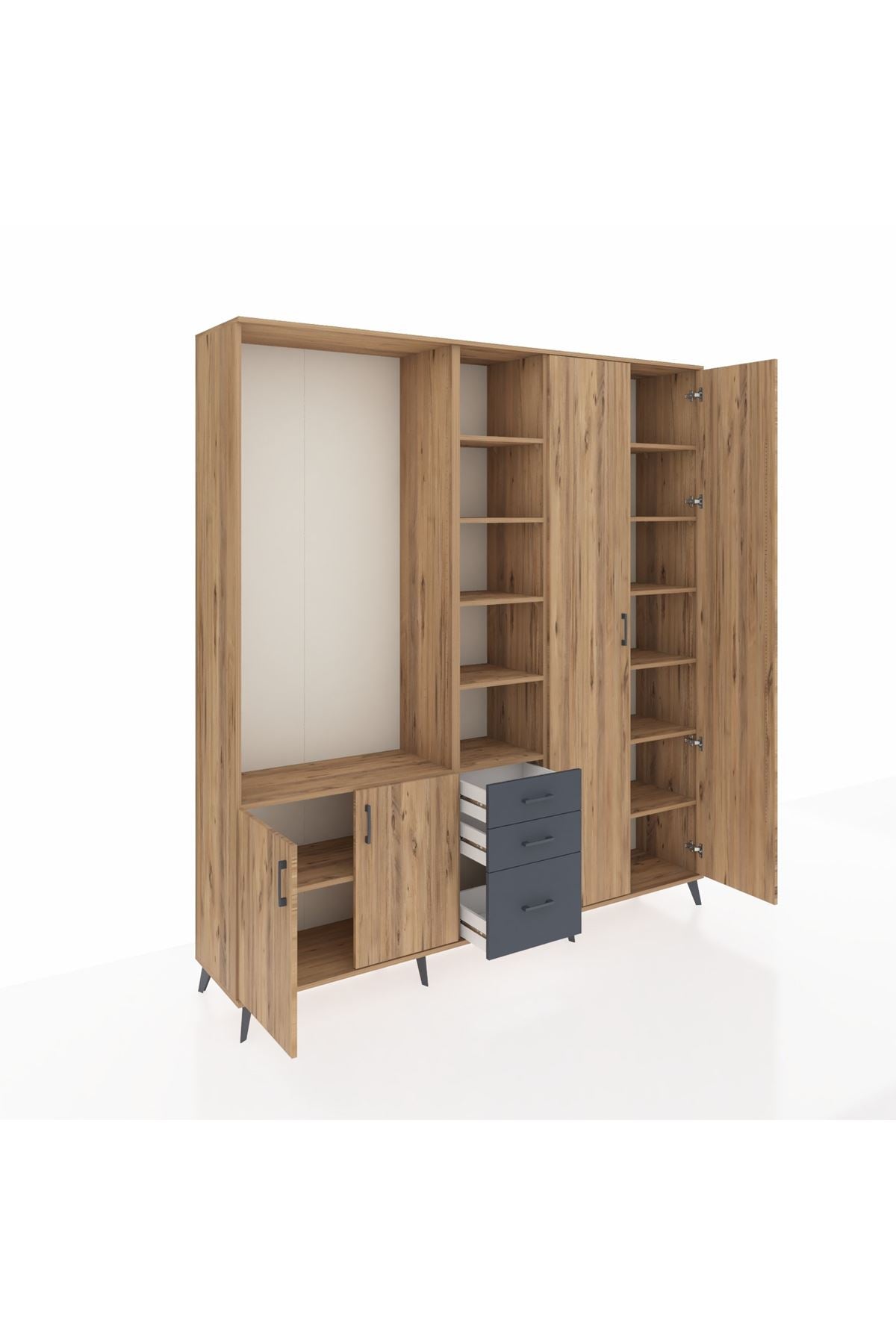 Hyperion Dolap 13 Raflı 3 Çekmeceli 4 Kapaklı 220x44x243 - S553M040V20B