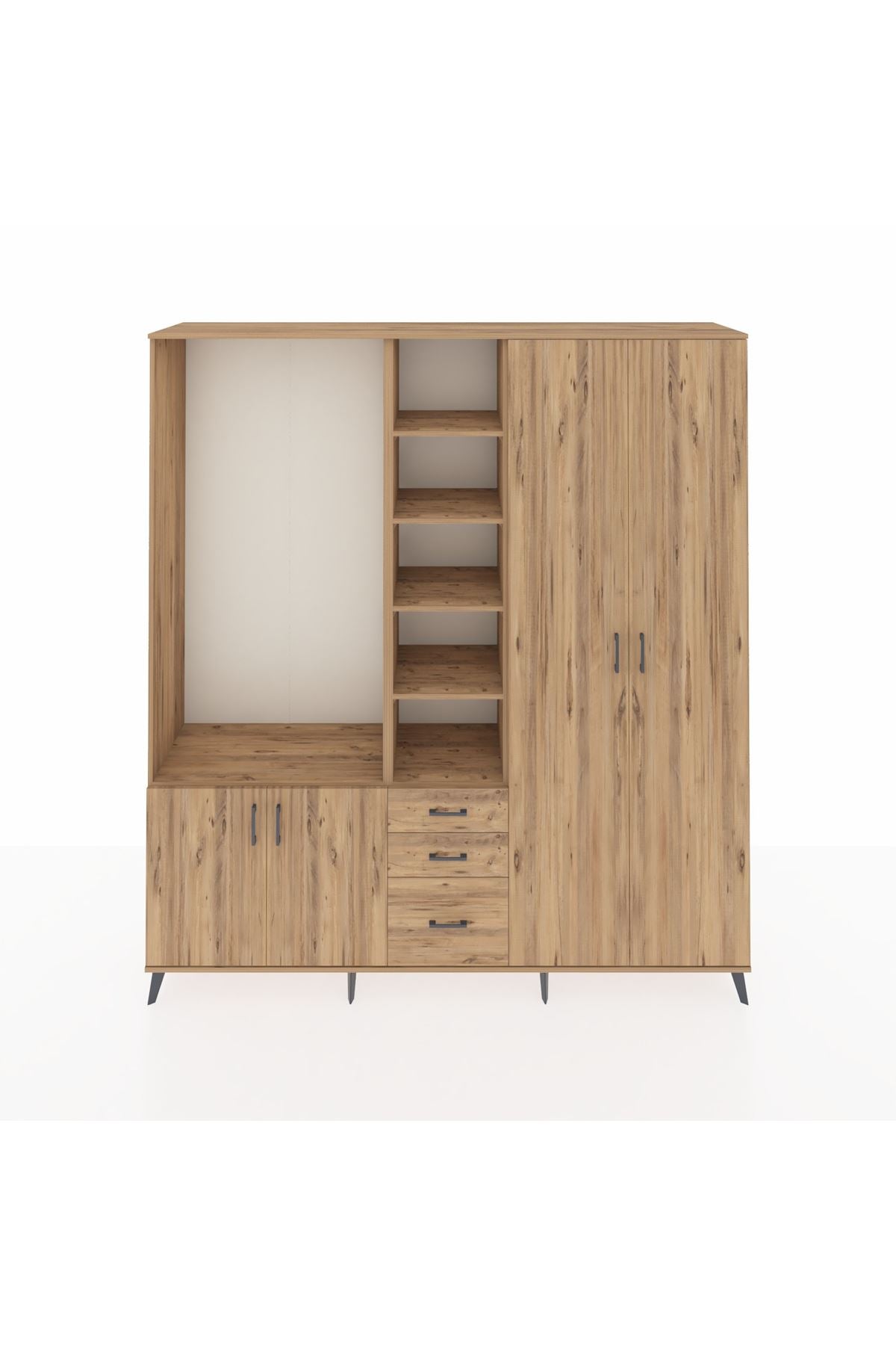 Hyperion Dolap 13 Raflı 3 Çekmeceli 4 Kapaklı 220x44x243 - S553M040V21B