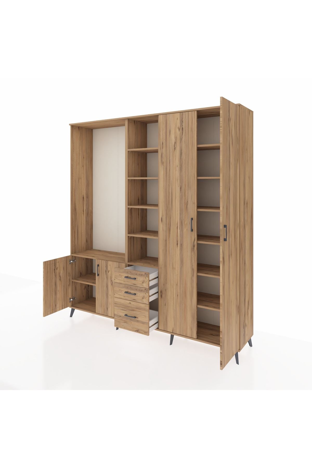 Hyperion Dolap 13 Raflı 3 Çekmeceli 4 Kapaklı 220x44x243 - S553M040V21B