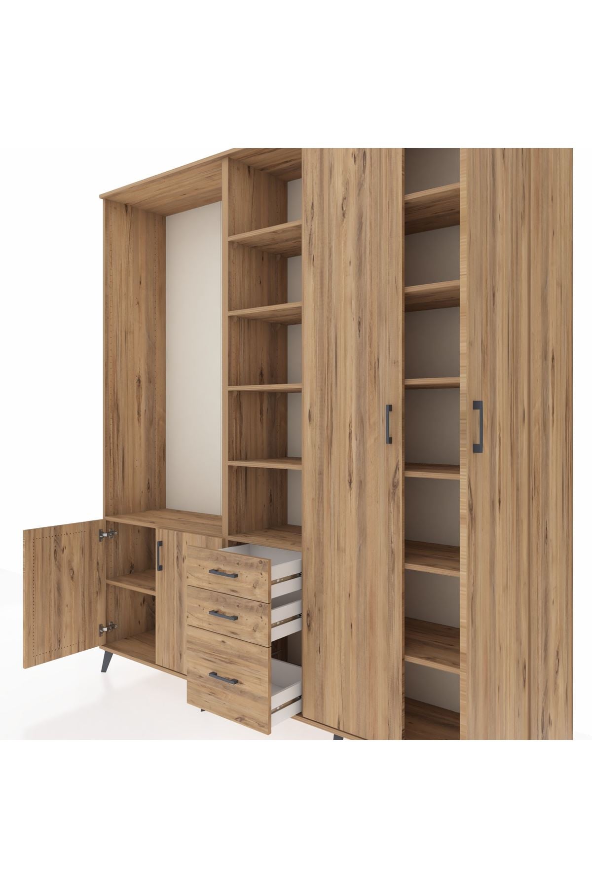 Hyperion Dolap 13 Raflı 3 Çekmeceli 4 Kapaklı 220x44x243 - S553M040V21B