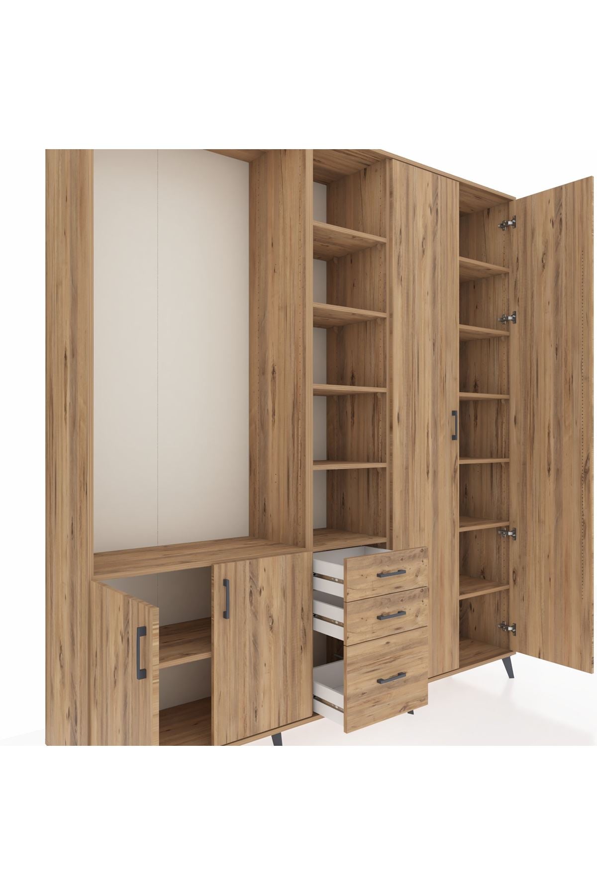 Hyperion Dolap 13 Raflı 3 Çekmeceli 4 Kapaklı 220x44x243 - S553M040V21B