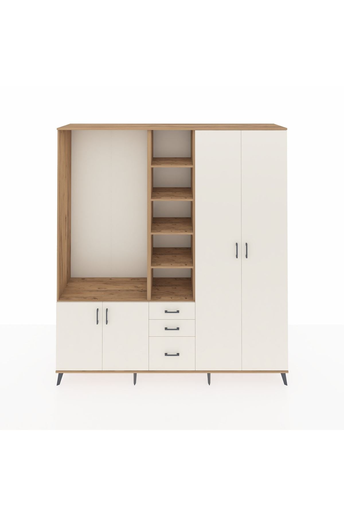 Hyperion Dolap 13 Raflı 3 Çekmeceli 4 Kapaklı 220x44x243 - S553M040V22B