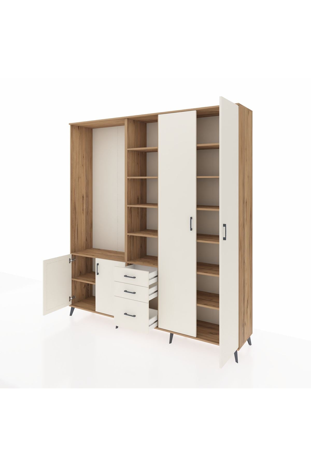 Hyperion Dolap 13 Raflı 3 Çekmeceli 4 Kapaklı 220x44x243 - S553M040V22B