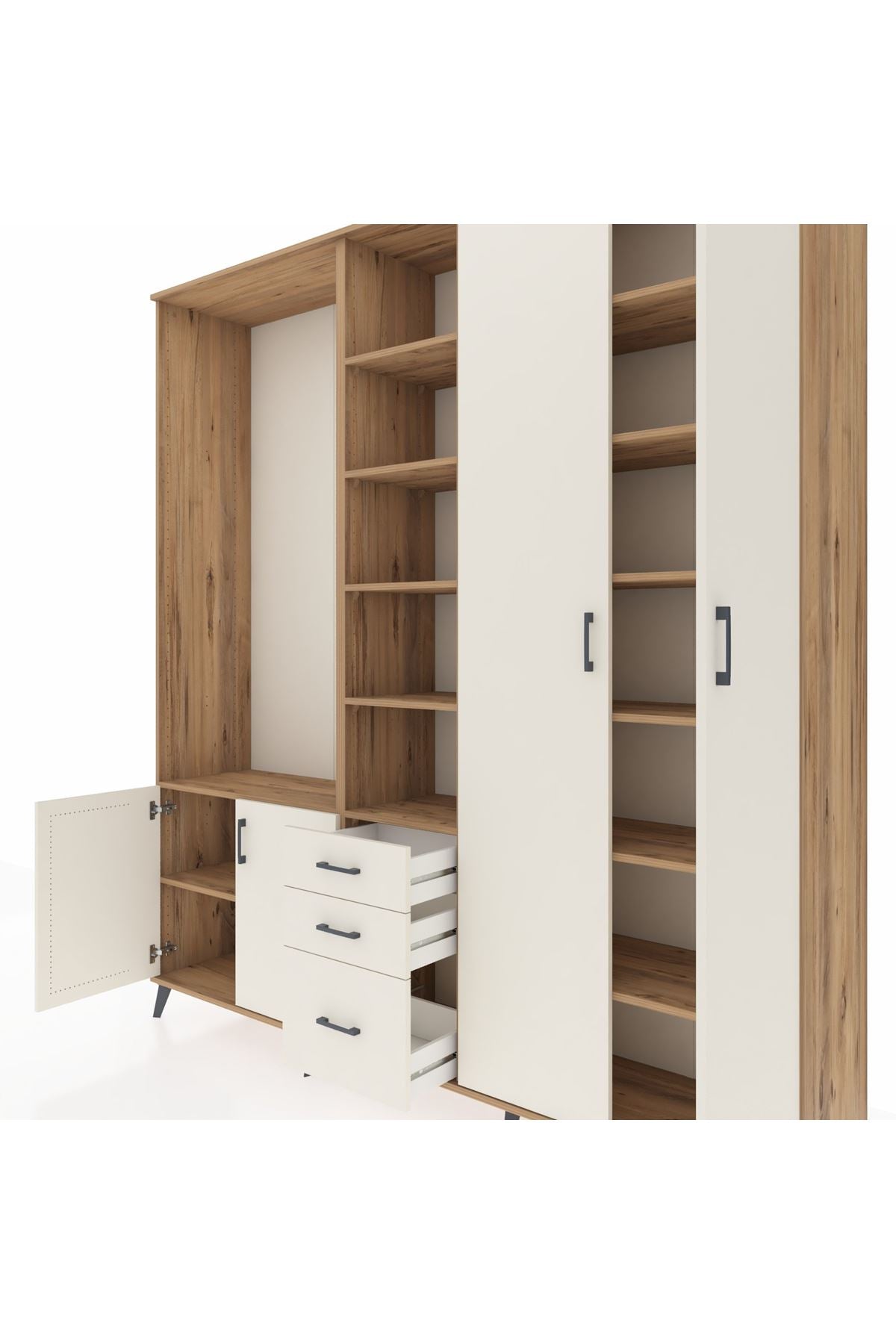 Hyperion Dolap 13 Raflı 3 Çekmeceli 4 Kapaklı 220x44x243 - S553M040V22B