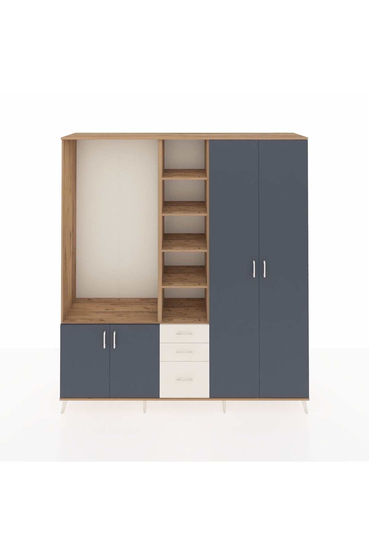 Hyperion Dolap 13 Raflı 3 Çekmeceli 4 Kapaklı 220x44x243 - S553M040V25B