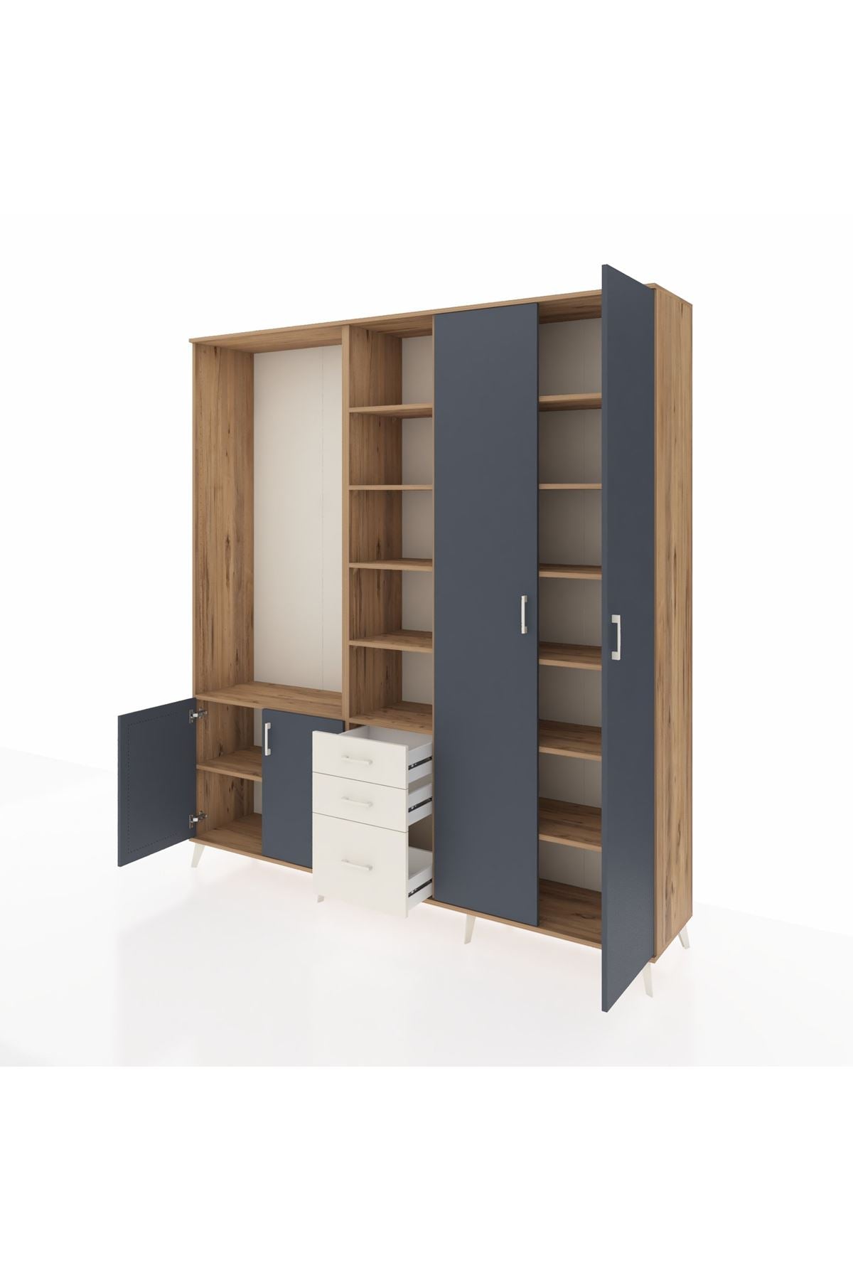 Hyperion Dolap 13 Raflı 3 Çekmeceli 4 Kapaklı 220x44x243 - S553M040V25B