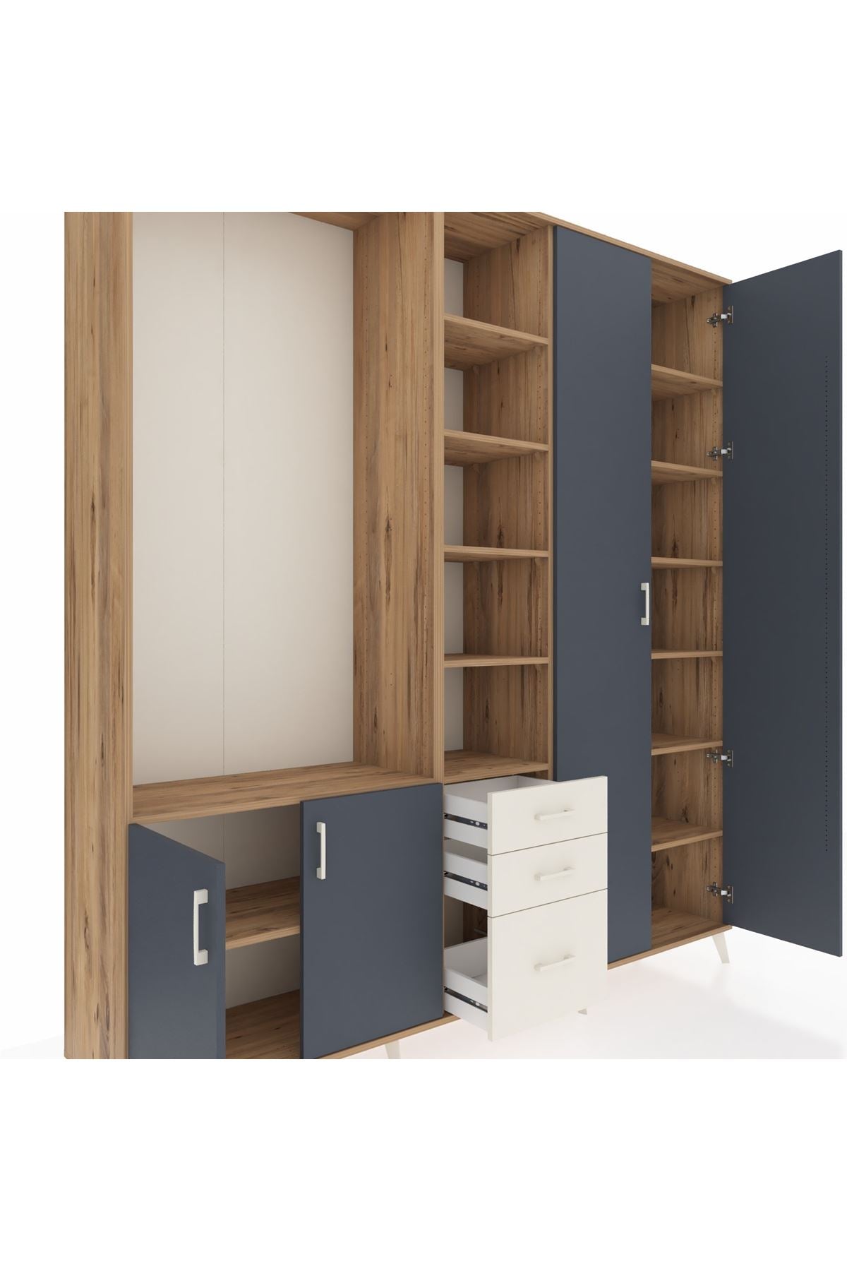 Hyperion Dolap 13 Raflı 3 Çekmeceli 4 Kapaklı 220x44x243 - S553M040V25B