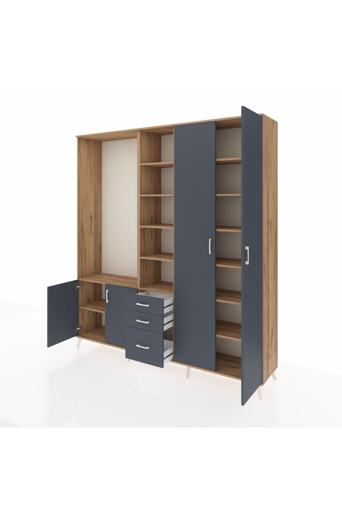 Hyperion Dolap 13 Raflı 3 Çekmeceli 4 Kapaklı 220x44x243 - S553M040V26B