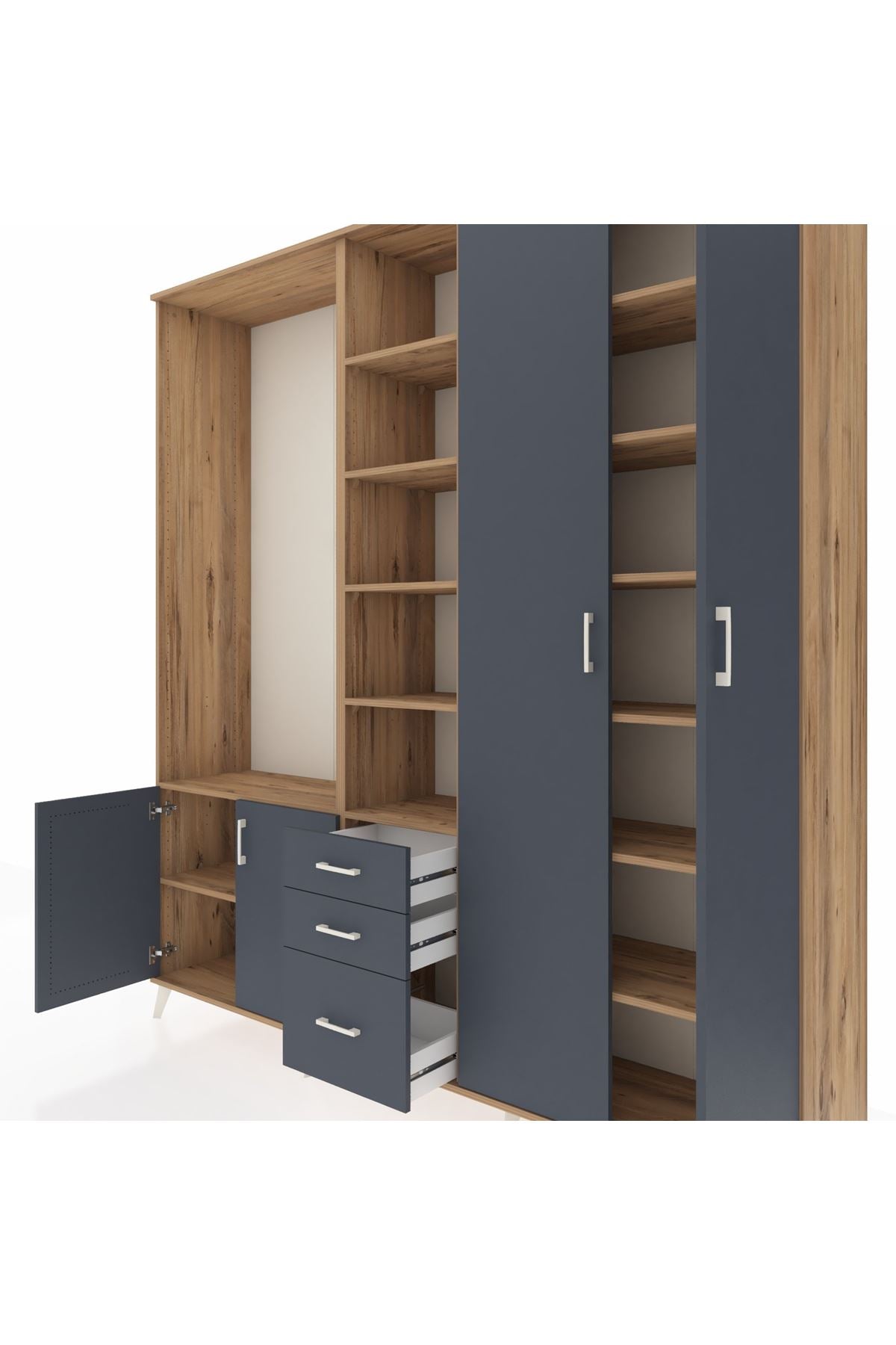 Hyperion Dolap 13 Raflı 3 Çekmeceli 4 Kapaklı 220x44x243 - S553M040V26B