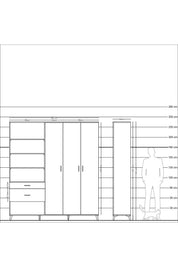 Hyperion Dolap 16 Raflı 2 Çekmeceli 3 Kapaklı 220x44x243 - S553M041V01B