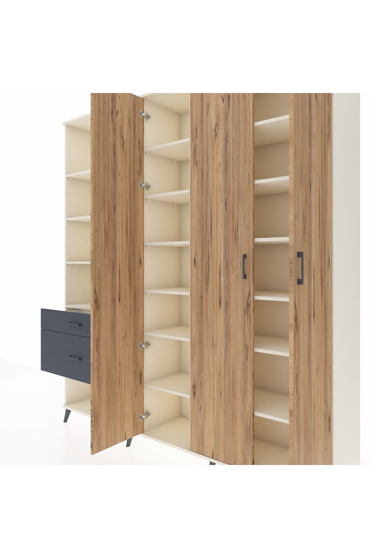 Hyperion Dolap 16 Raflı 2 Çekmeceli 3 Kapaklı 220x44x243 - S553M041V02B