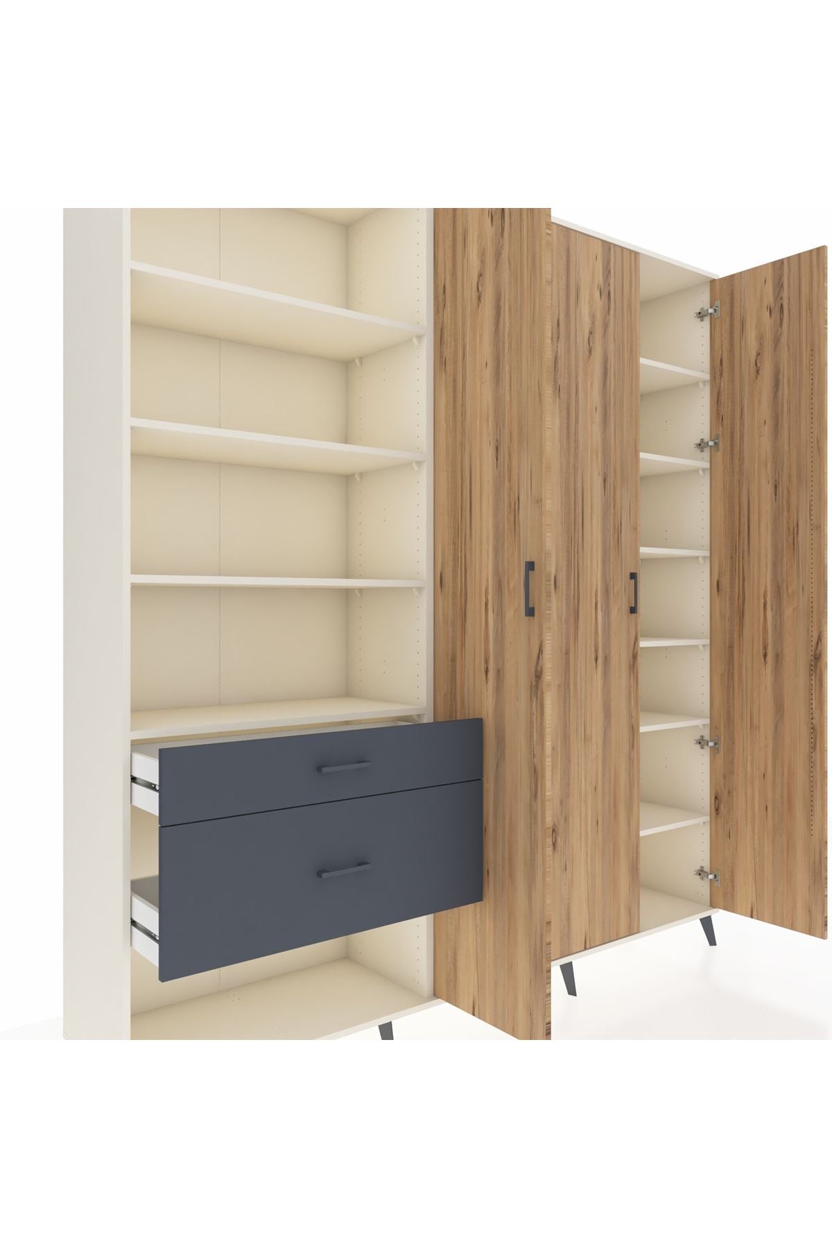 Hyperion Dolap 16 Raflı 2 Çekmeceli 3 Kapaklı 220x44x243 - S553M041V02B