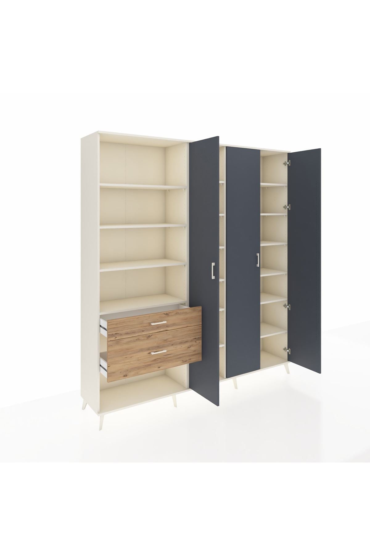 Hyperion Dolap 16 Raflı 2 Çekmeceli 3 Kapaklı 220x44x243 - S553M041V09B