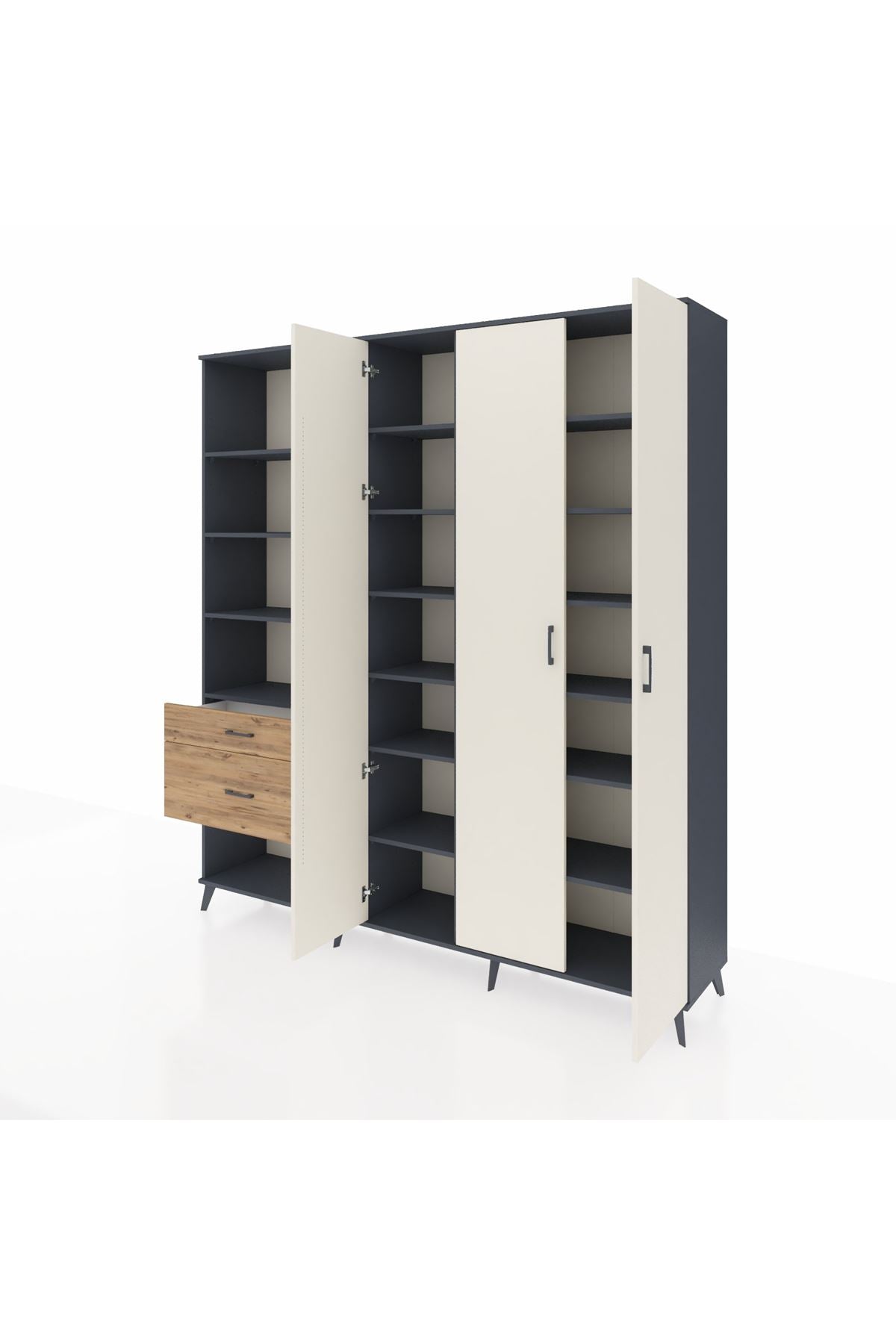 Hyperion Dolap 16 Raflı 2 Çekmeceli 3 Kapaklı 220x44x243 - S553M041V15B