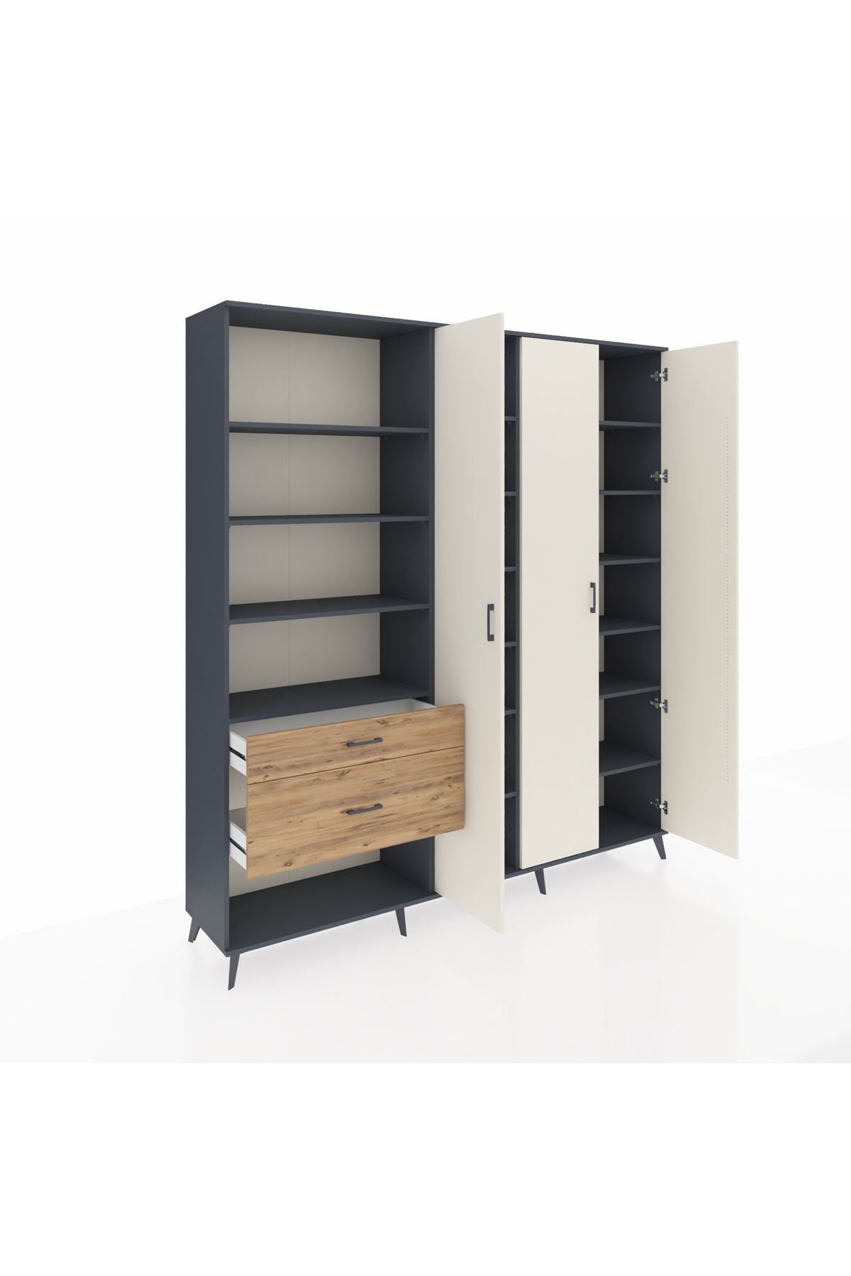 Hyperion Dolap 16 Raflı 2 Çekmeceli 3 Kapaklı 220x44x243 - S553M041V15B