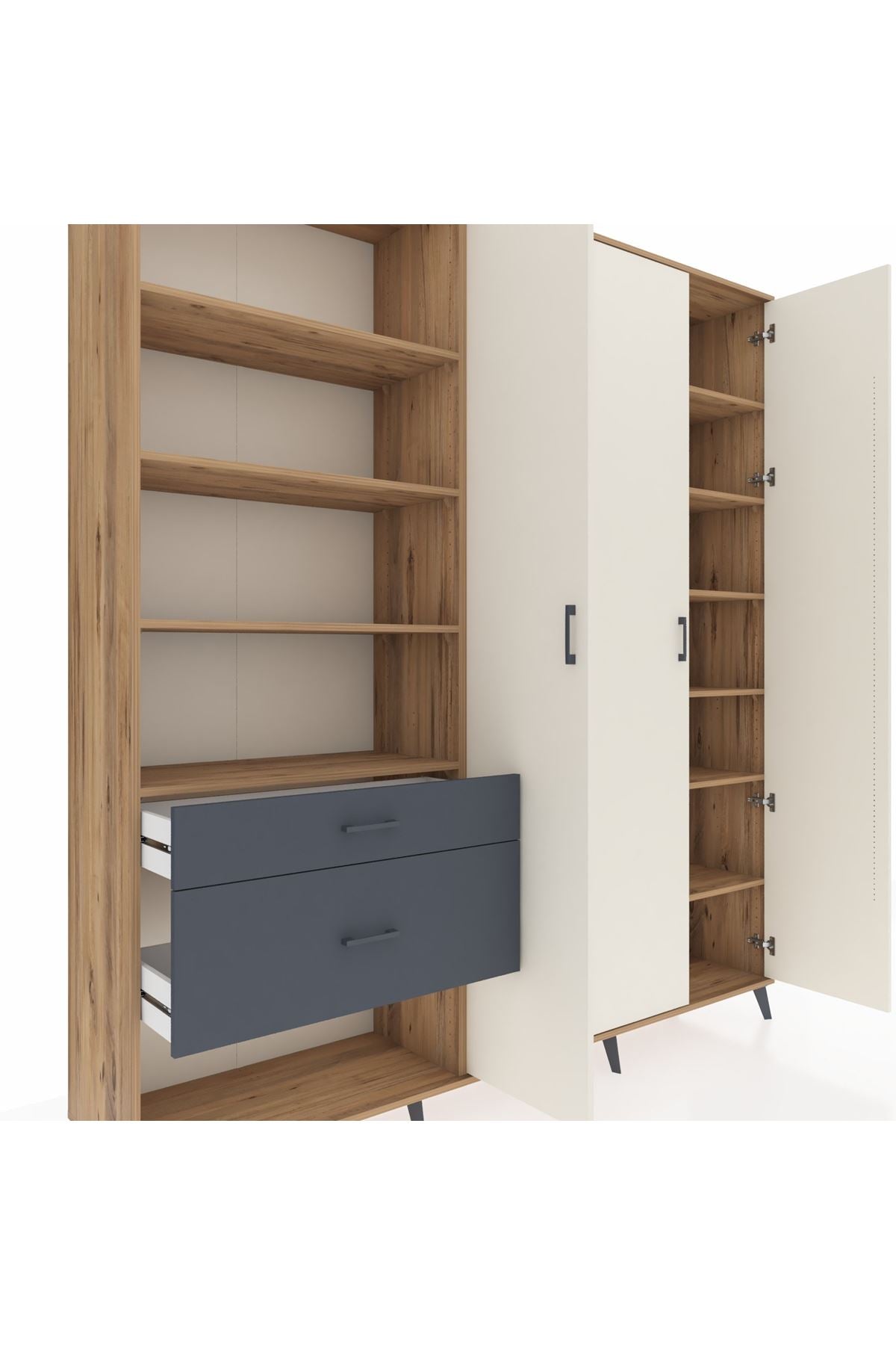 Hyperion Dolap 16 Raflı 2 Çekmeceli 3 Kapaklı 220x44x243 - S553M041V23B