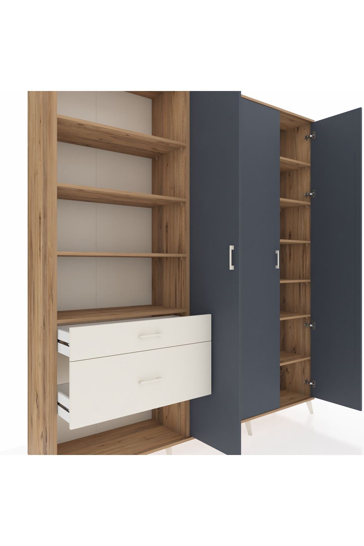 Hyperion Dolap 16 Raflı 2 Çekmeceli 3 Kapaklı 220x44x243 - S553M041V25B