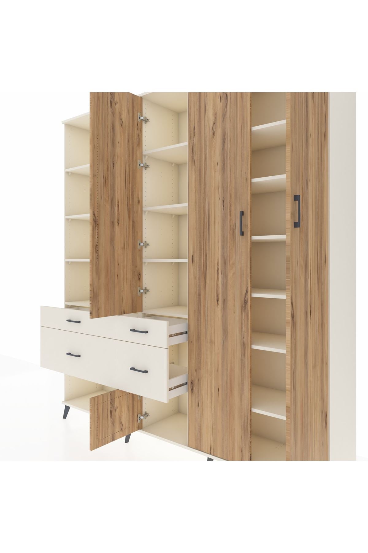 Hyperion Dolap 14 Raflı 4 Çekmeceli 4 Kapaklı 220x44x243 - S553M042V01B