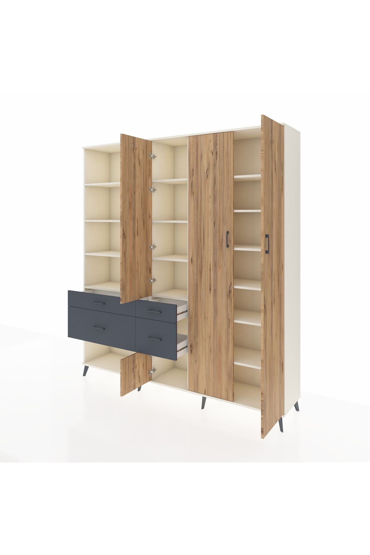 Hyperion Dolap 14 Raflı 4 Çekmeceli 4 Kapaklı 220x44x243 - S553M042V02B