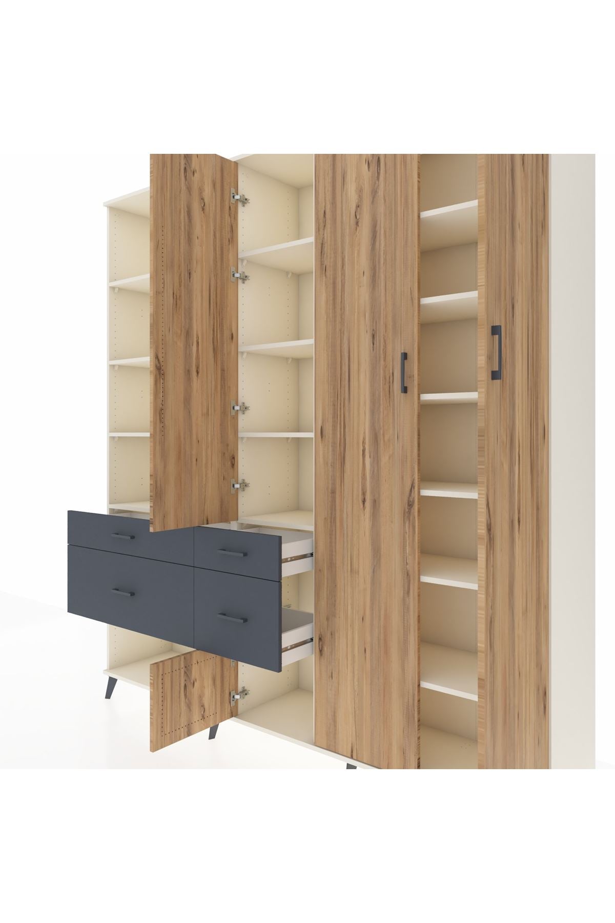 Hyperion Dolap 14 Raflı 4 Çekmeceli 4 Kapaklı 220x44x243 - S553M042V02B