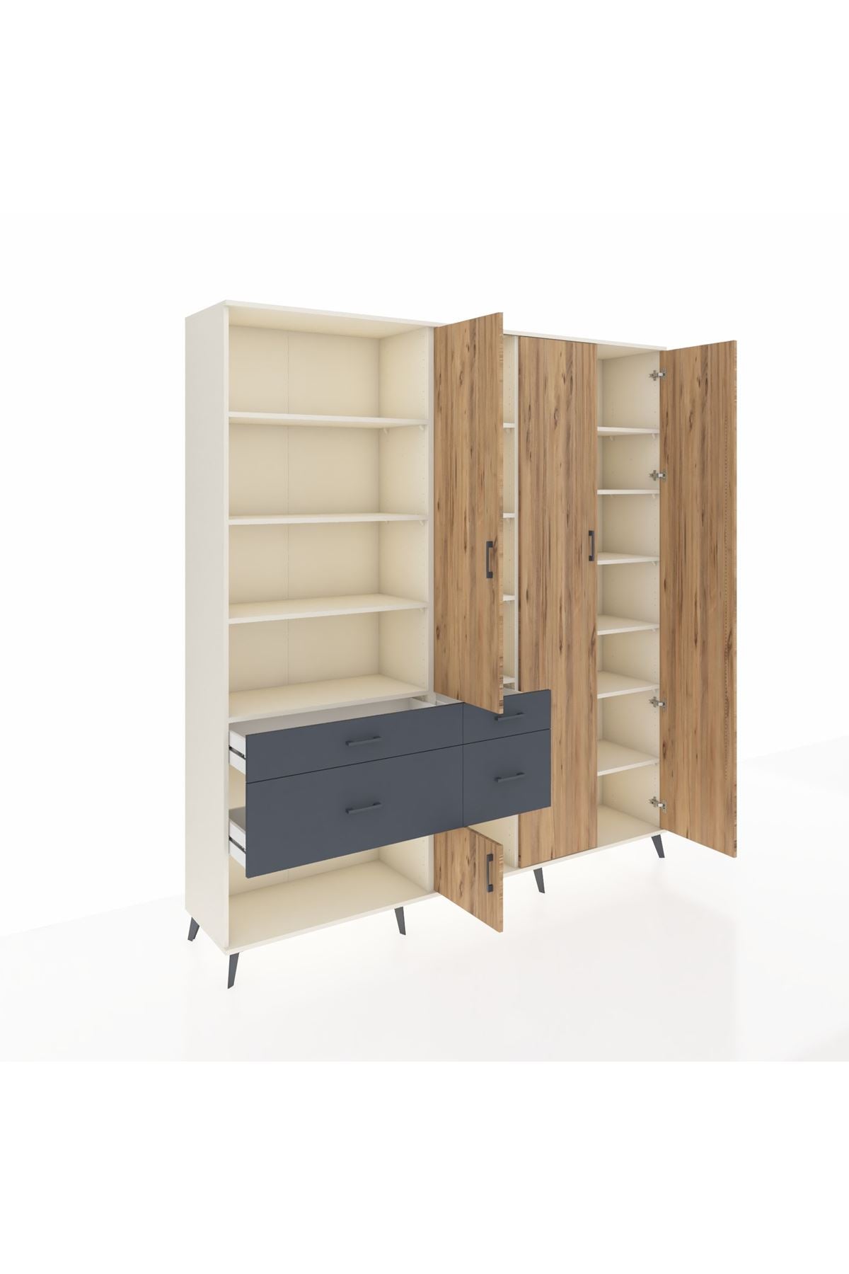 Hyperion Dolap 14 Raflı 4 Çekmeceli 4 Kapaklı 220x44x243 - S553M042V02B