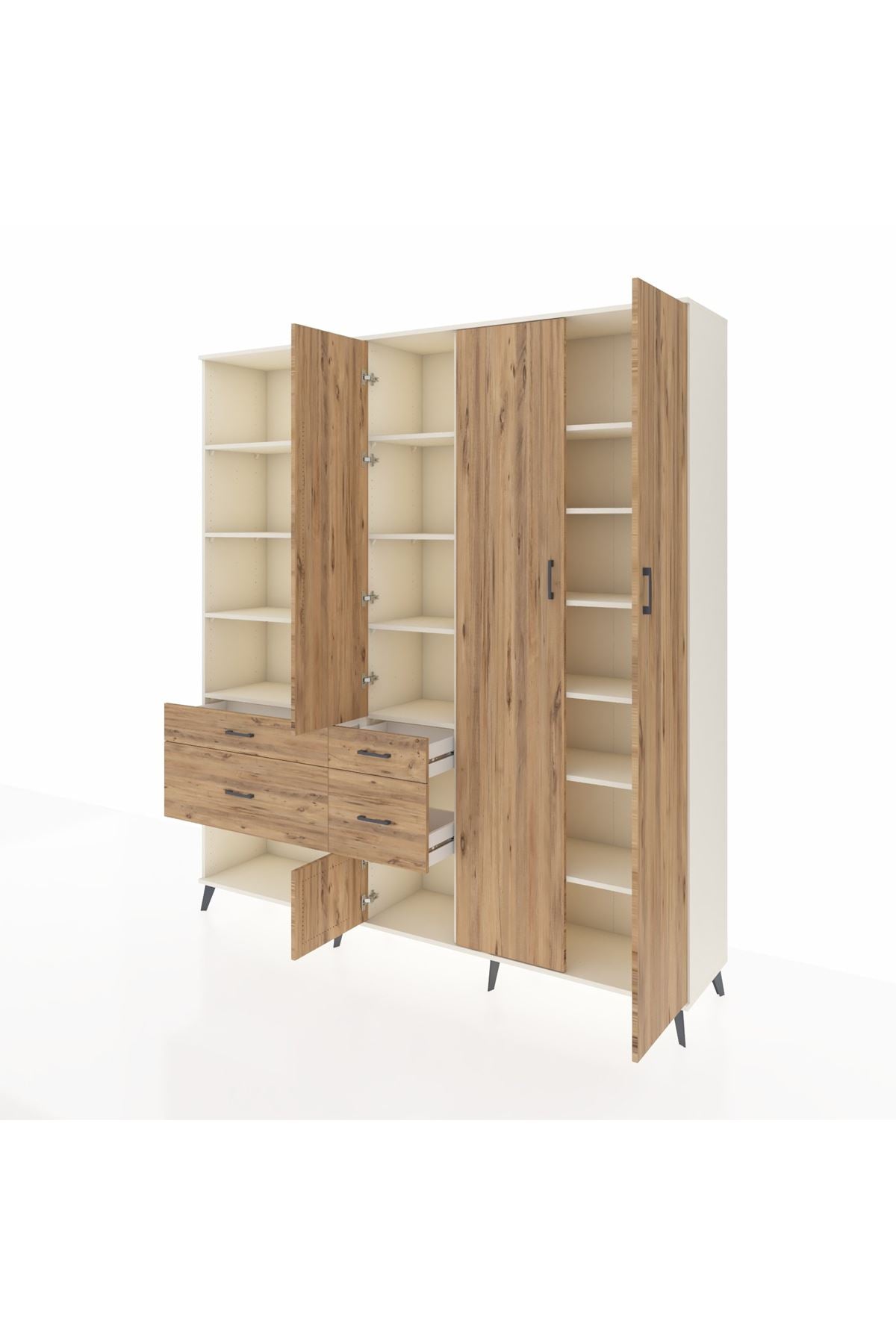 Hyperion Dolap 14 Raflı 4 Çekmeceli 4 Kapaklı 220x44x243 - S553M042V03B