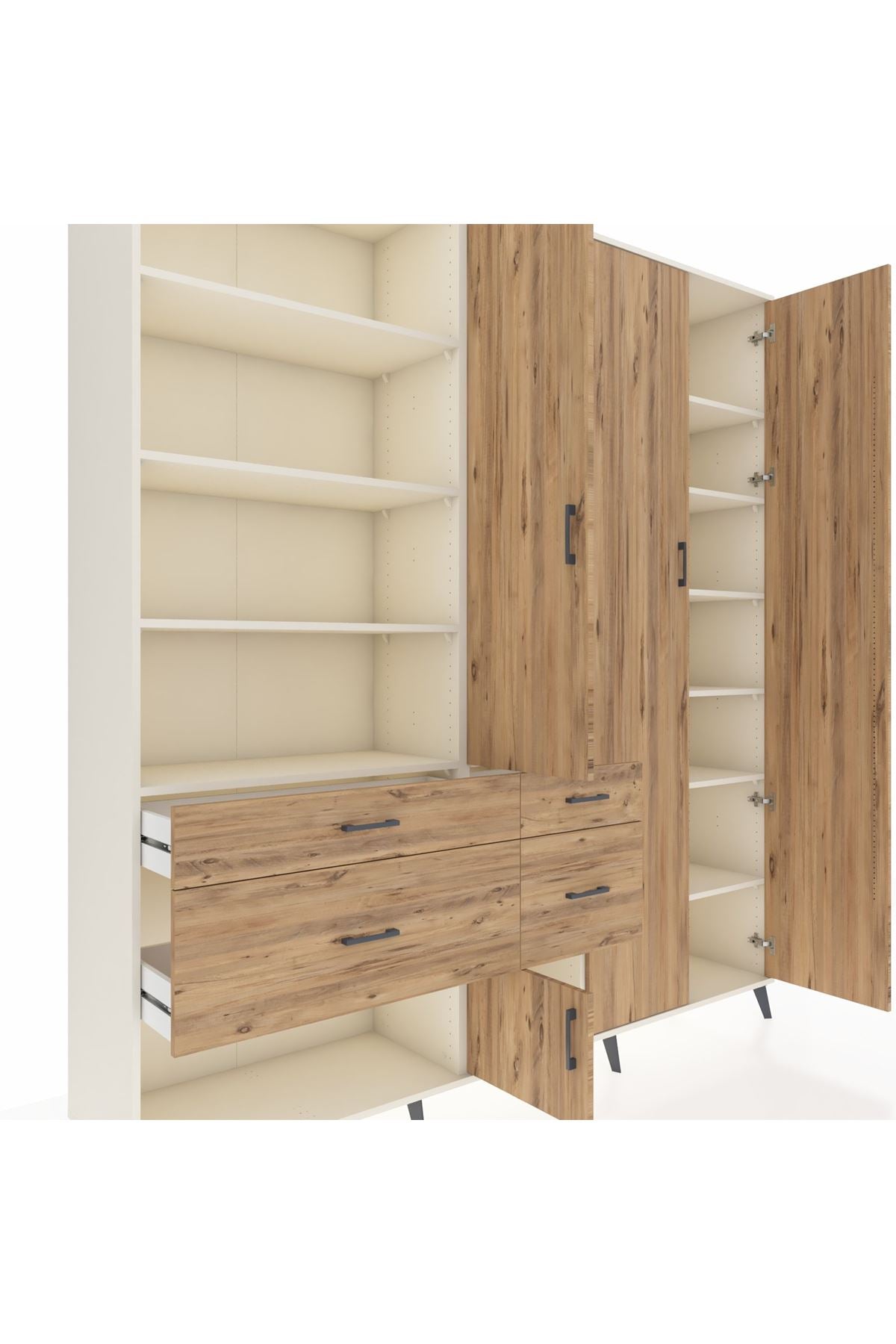 Hyperion Dolap 14 Raflı 4 Çekmeceli 4 Kapaklı 220x44x243 - S553M042V03B