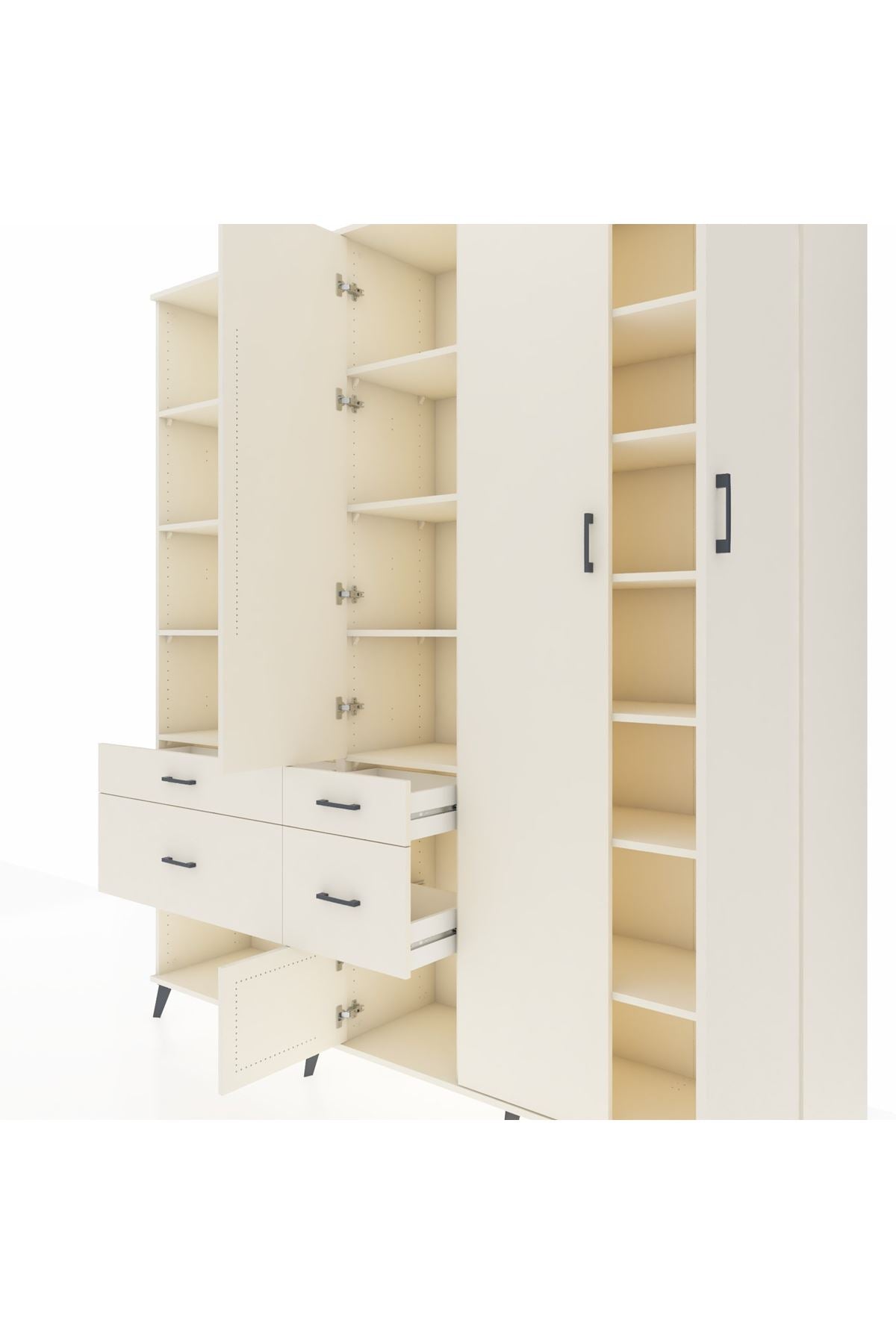 Hyperion Dolap 14 Raflı 4 Çekmeceli 4 Kapaklı 220x44x243 - S553M042V04B