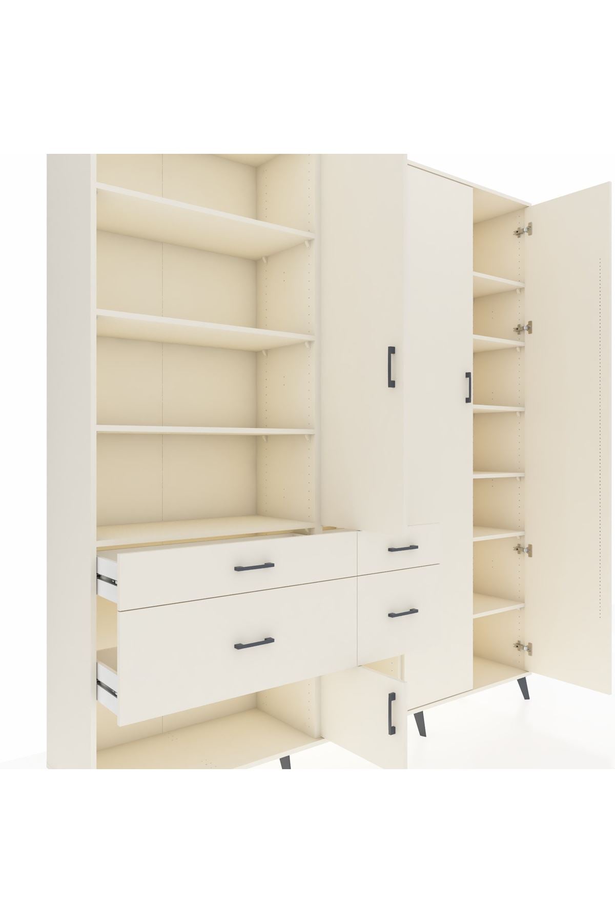 Hyperion Dolap 14 Raflı 4 Çekmeceli 4 Kapaklı 220x44x243 - S553M042V04B