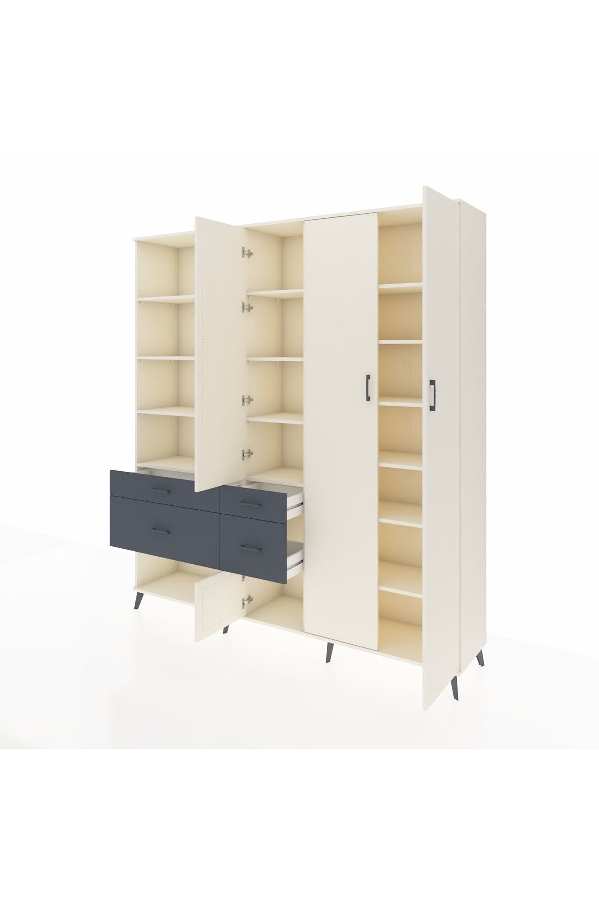 Hyperion Dolap 14 Raflı 4 Çekmeceli 4 Kapaklı 220x44x243 - S553M042V05B