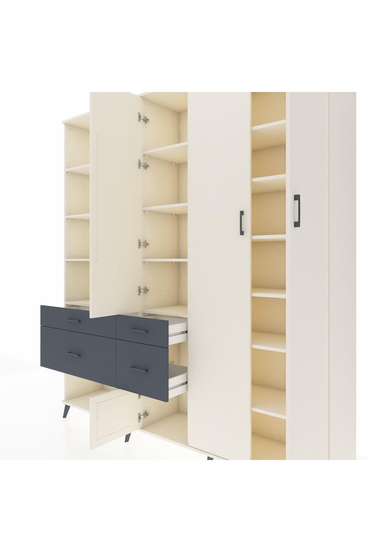 Hyperion Dolap 14 Raflı 4 Çekmeceli 4 Kapaklı 220x44x243 - S553M042V05B