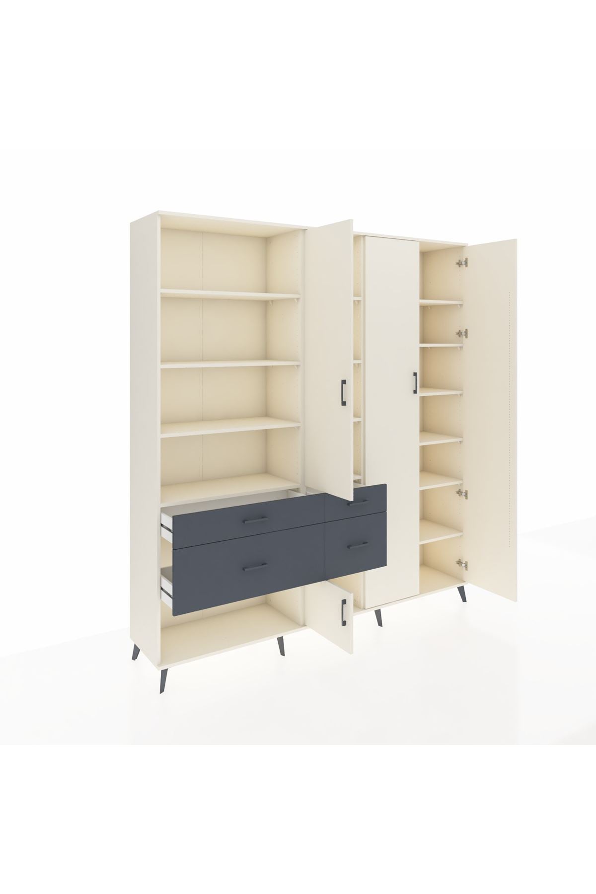 Hyperion Dolap 14 Raflı 4 Çekmeceli 4 Kapaklı 220x44x243 - S553M042V05B