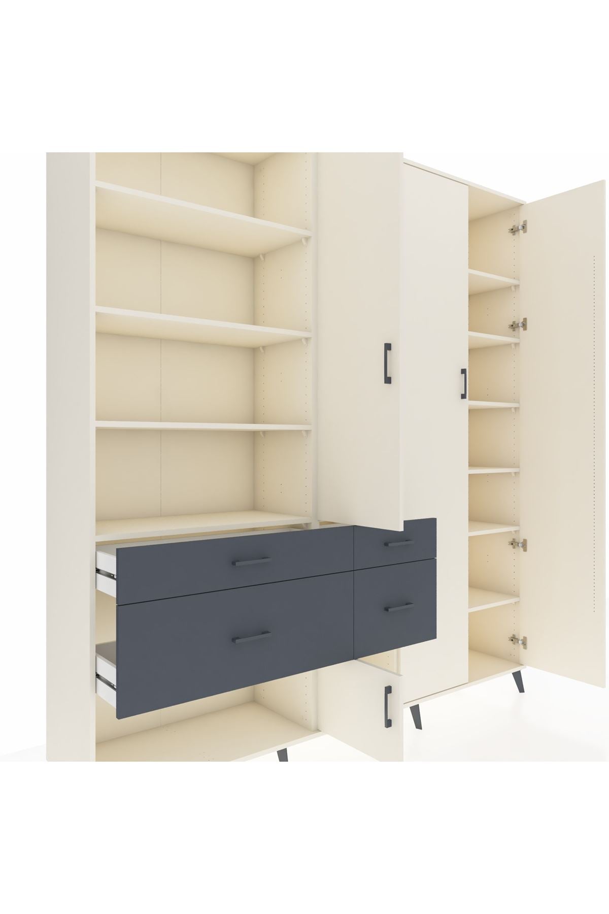 Hyperion Dolap 14 Raflı 4 Çekmeceli 4 Kapaklı 220x44x243 - S553M042V05B