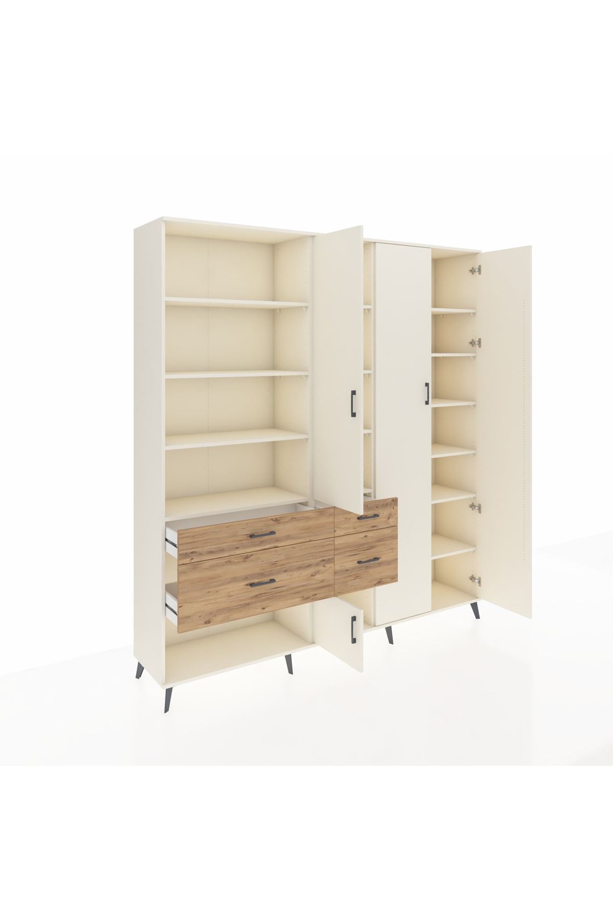 Hyperion Dolap 14 Raflı 4 Çekmeceli 4 Kapaklı 220x44x243 - S553M042V06B