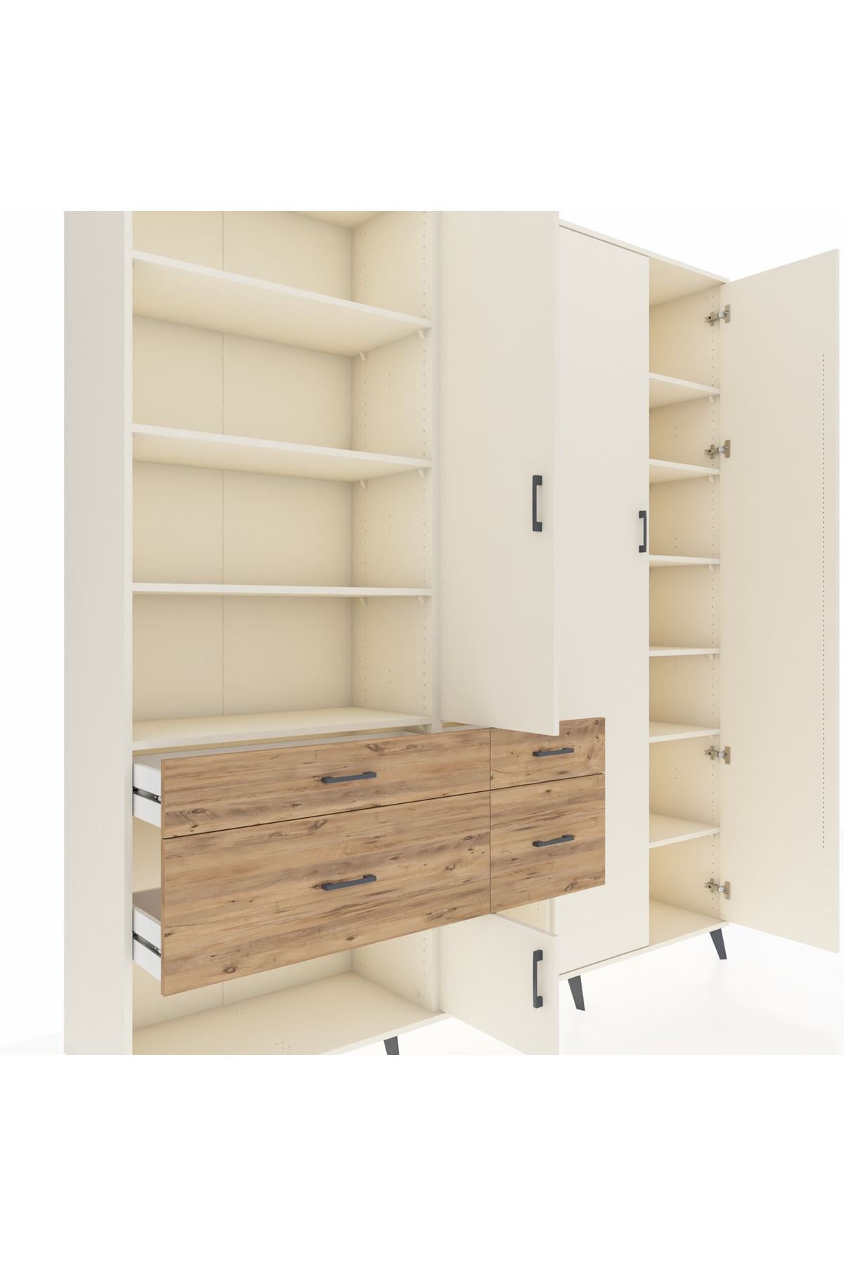 Hyperion Dolap 14 Raflı 4 Çekmeceli 4 Kapaklı 220x44x243 - S553M042V06B