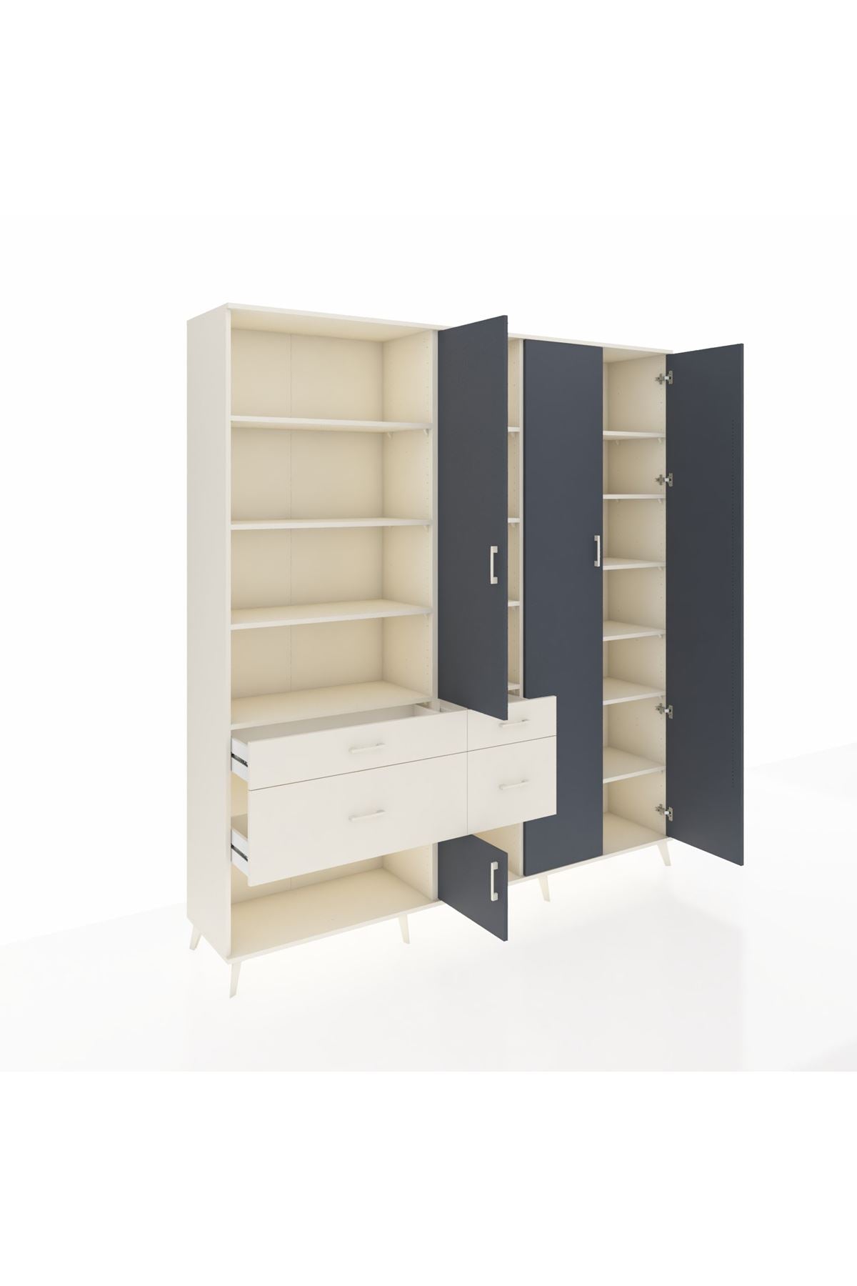 Hyperion Dolap 14 Raflı 4 Çekmeceli 4 Kapaklı 220x44x243 - S553M042V07B