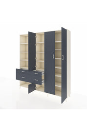 Hyperion Dolap 14 Raflı 4 Çekmeceli 4 Kapaklı 220x44x243 Aytaşı-Antrasit/Antrasit