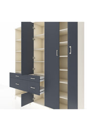 Hyperion Dolap 14 Raflı 4 Çekmeceli 4 Kapaklı 220x44x243 Aytaşı-Antrasit/Antrasit