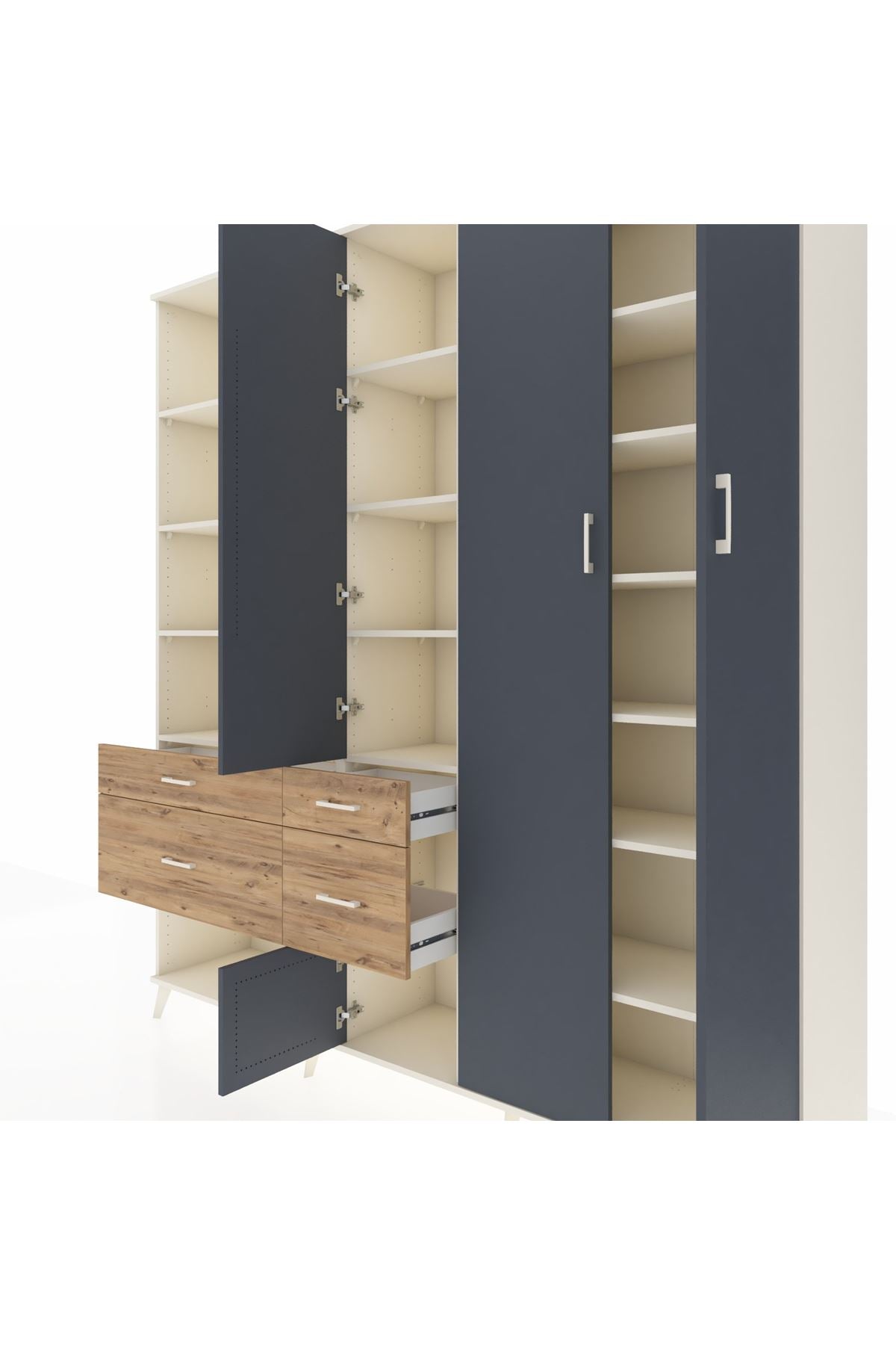 Hyperion Dolap 14 Raflı 4 Çekmeceli 4 Kapaklı 220x44x243 - S553M042V09B