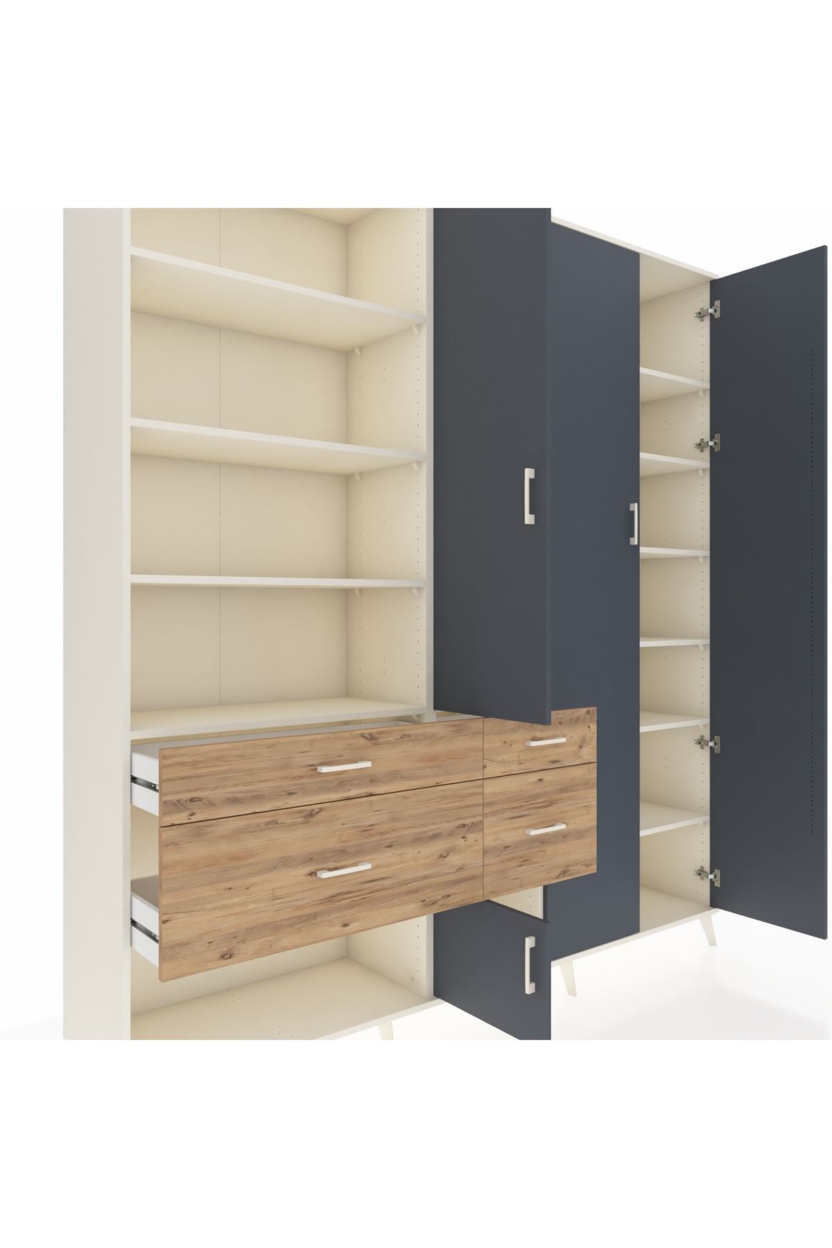 Hyperion Dolap 14 Raflı 4 Çekmeceli 4 Kapaklı 220x44x243 - S553M042V09B