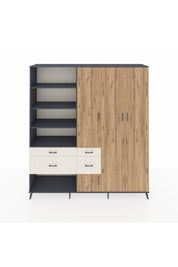 Hyperion Dolap 14 Raflı 4 Çekmeceli 4 Kapaklı 220x44x243 Antrasit-Çam/Aytaşı