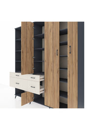 Hyperion Dolap 14 Raflı 4 Çekmeceli 4 Kapaklı 220x44x243 Antrasit-Çam/Aytaşı