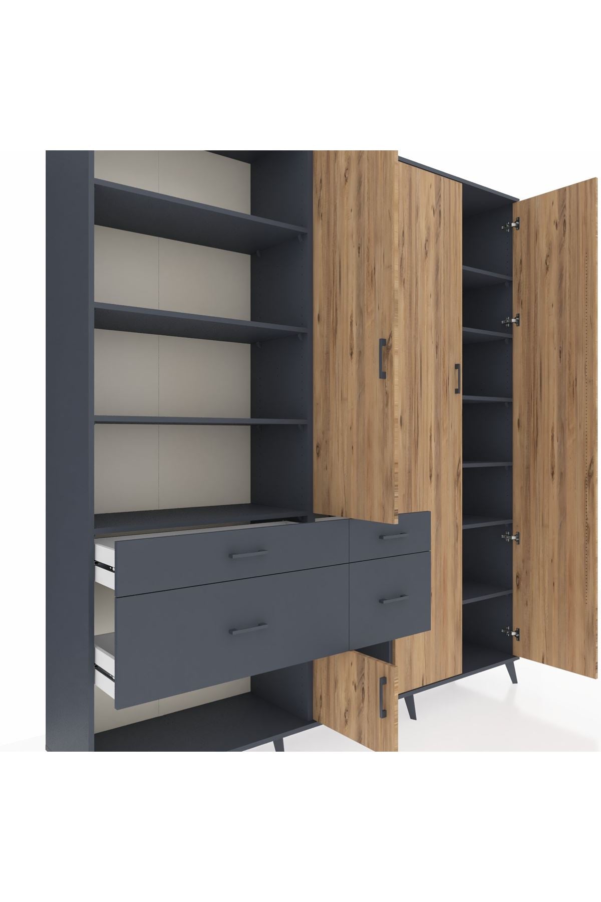 Hyperion Dolap 14 Raflı 4 Çekmeceli 4 Kapaklı 220x44x243 - S553M042V11B