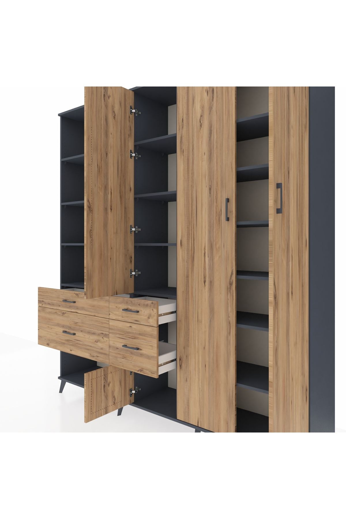 Hyperion Dolap 14 Raflı 4 Çekmeceli 4 Kapaklı 220x44x243 - S553M042V12B