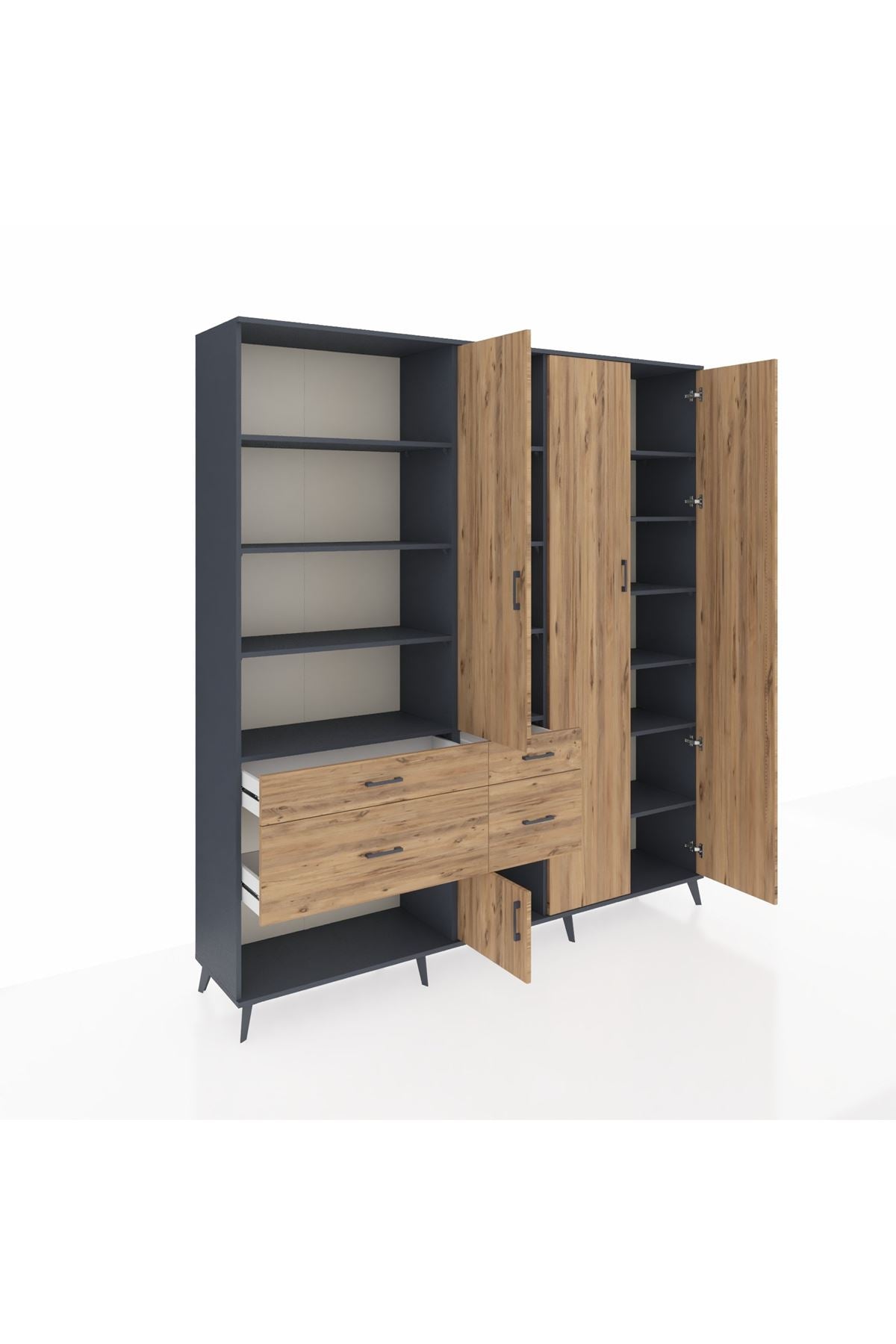 Hyperion Dolap 14 Raflı 4 Çekmeceli 4 Kapaklı 220x44x243 - S553M042V12B