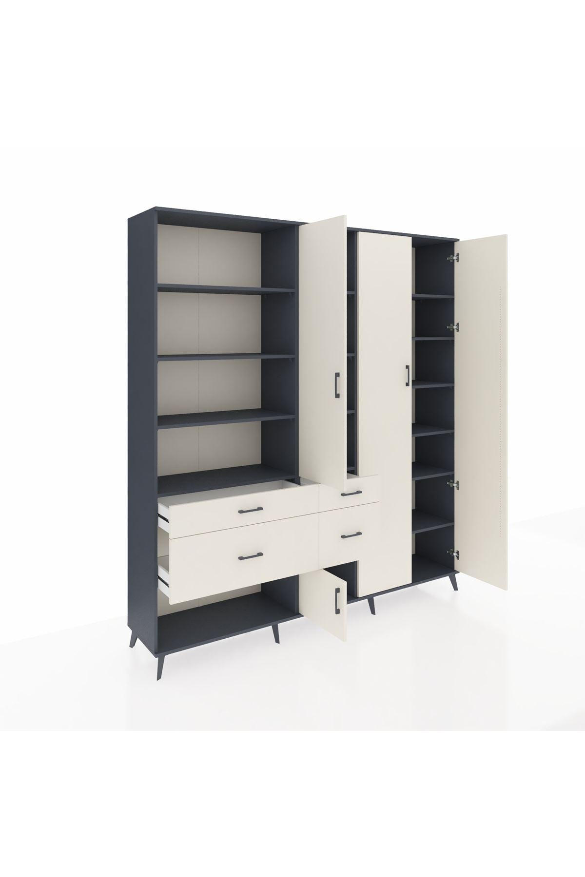 Hyperion Dolap 14 Raflı 4 Çekmeceli 4 Kapaklı 220x44x243 - S553M042V13B