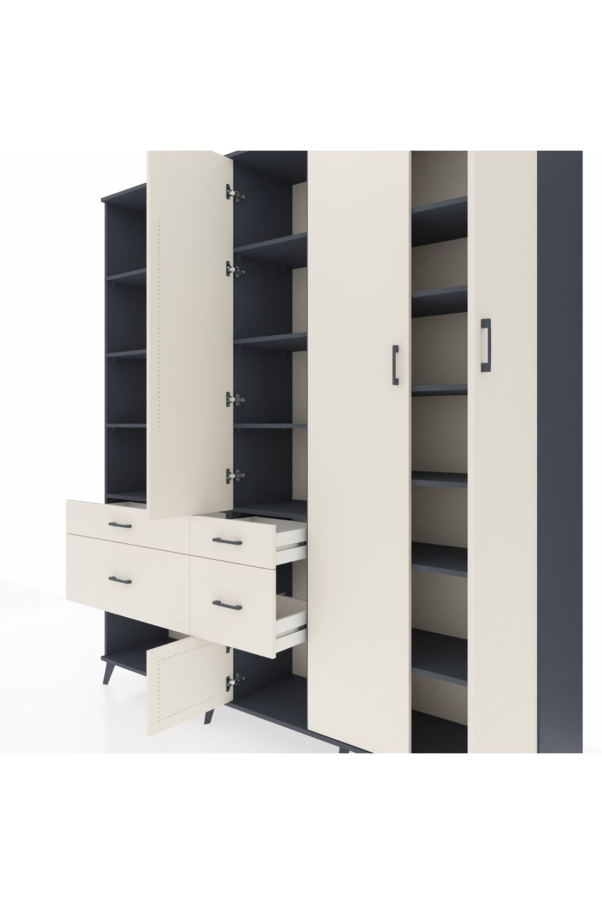 Hyperion Dolap 14 Raflı 4 Çekmeceli 4 Kapaklı 220x44x243 - S553M042V13B